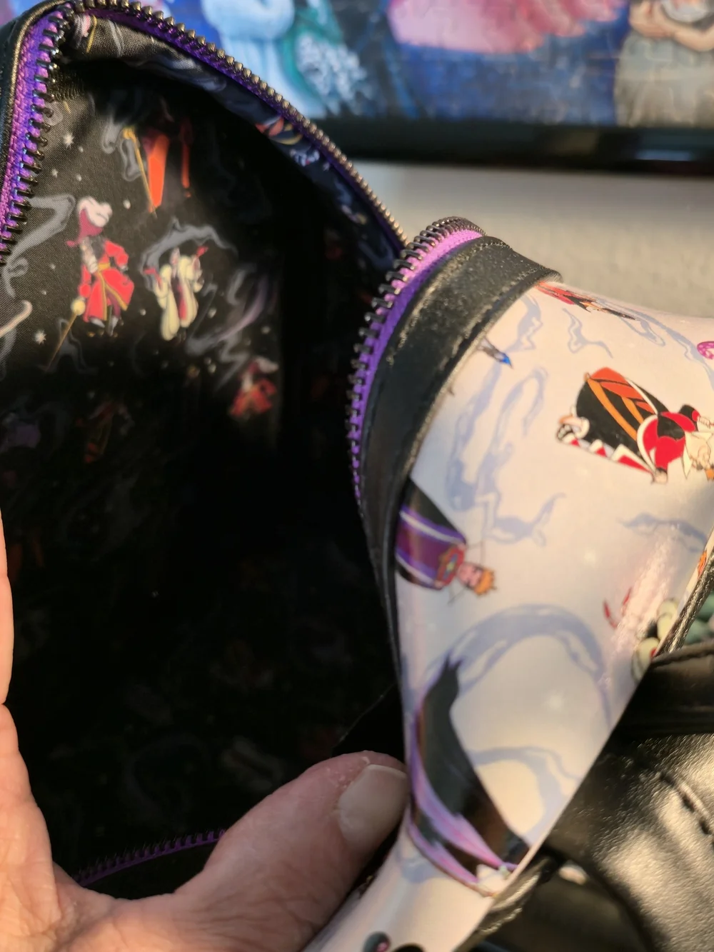 Loungefly Disney Villains Mini Backpack in White, Purple, Red, Black